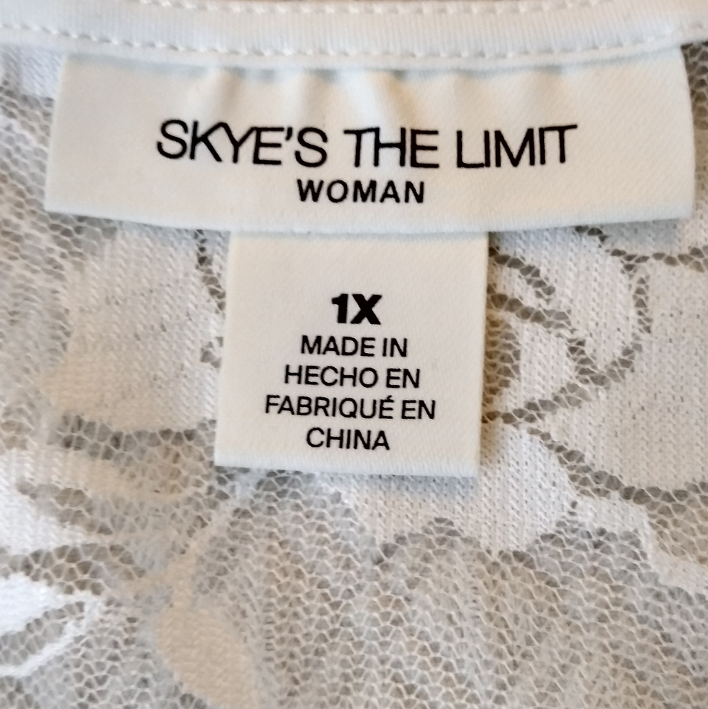 SKYE'STHE LIMIT blouse WOMES 1X white embroidery  accent - Picture 3 of 11